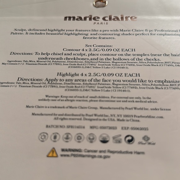 Marie Claire Paris 8 Piece Contour & Highlighter Palette. Long-Wearing. - Picture 3 of 3